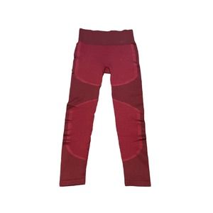 Nova Sport Wine Burgundy Black Pinstripe Leggings Size M Preowned Perfect Cond